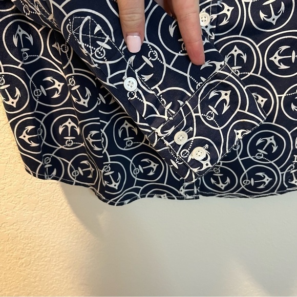 Women’s L.L. Bean blue anchor printed button down shirt size medium M - Picture 5 of 5